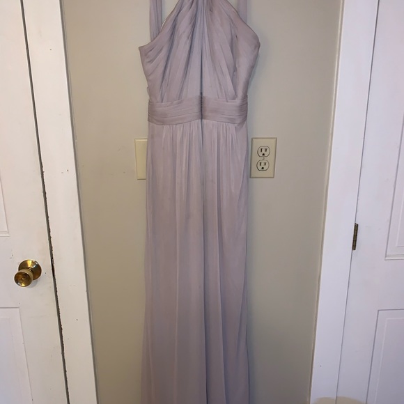 David’s bridal y-neck prom dress in taupe - Picture 3 of 8
